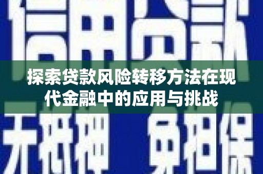 苍南探索贷款风险转移方法在现代金融中的应用与挑战