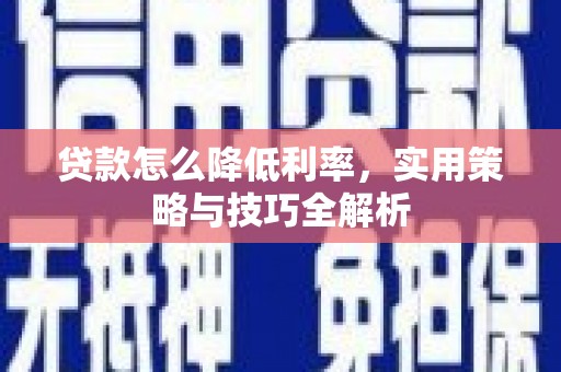 苍南贷款怎么降低利率，实用策略与技巧全解析
