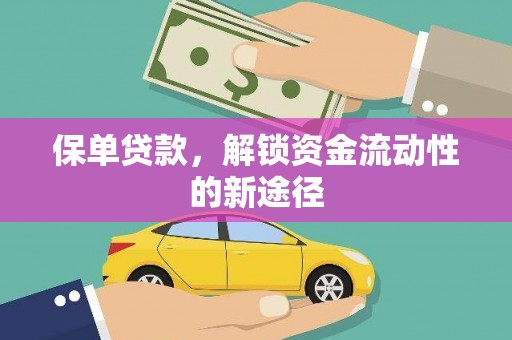 苍南保单贷款，解锁资金流动性的新途径