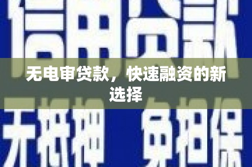 苍南无电审贷款，快速融资的新选择