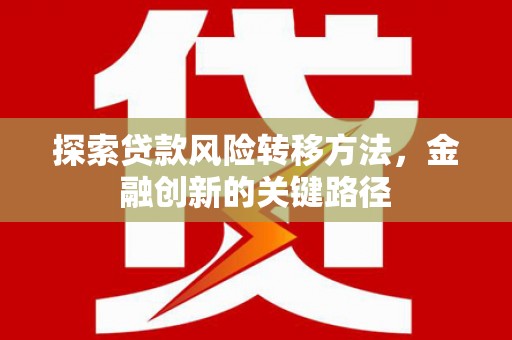苍南探索贷款风险转移方法，金融创新的关键路径