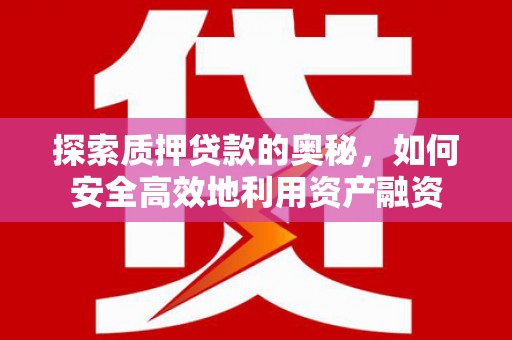 苍南探索质押贷款的奥秘，如何安全高效地利用资产融资