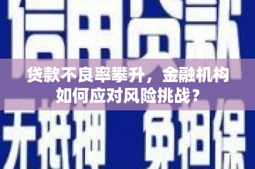 苍南贷款不良率攀升，金融机构如何应对风险挑战？