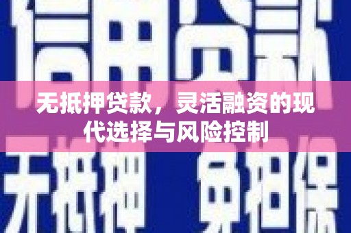 苍南无抵押贷款，灵活融资的现代选择与风险控制