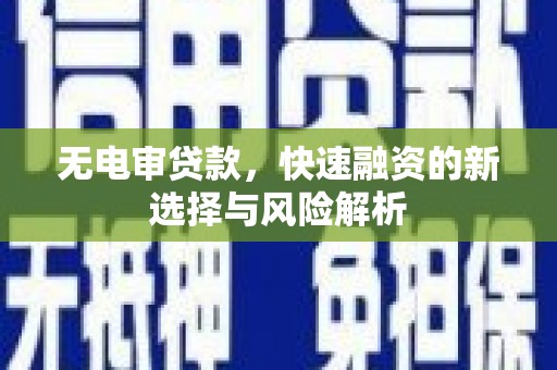 苍南无电审贷款，快速融资的新选择与风险解析