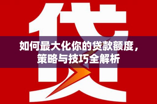 苍南如何最大化你的贷款额度，策略与技巧全解析