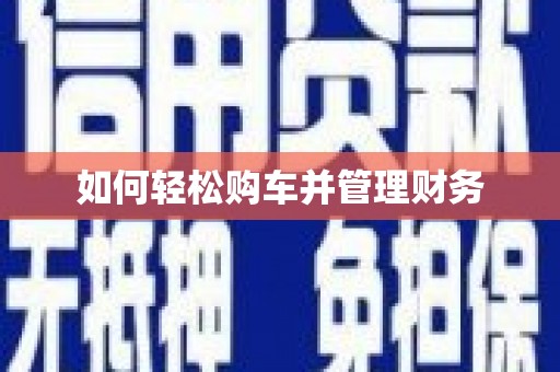 苍南如何轻松购车并管理财务